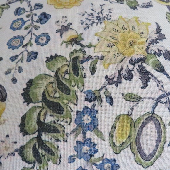 Pretty Yellow Blue Green Jacobean Flowers Linen Look Pillow Cushion Cover 45cm - Picture 3 of 4